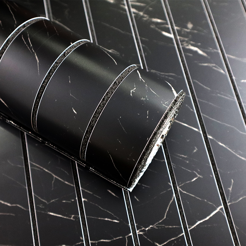 Autoadhesiva impermeable de grano de mármol de alto brillo ixpe 3d pegatina de pared ranurada para sala de estar y baño