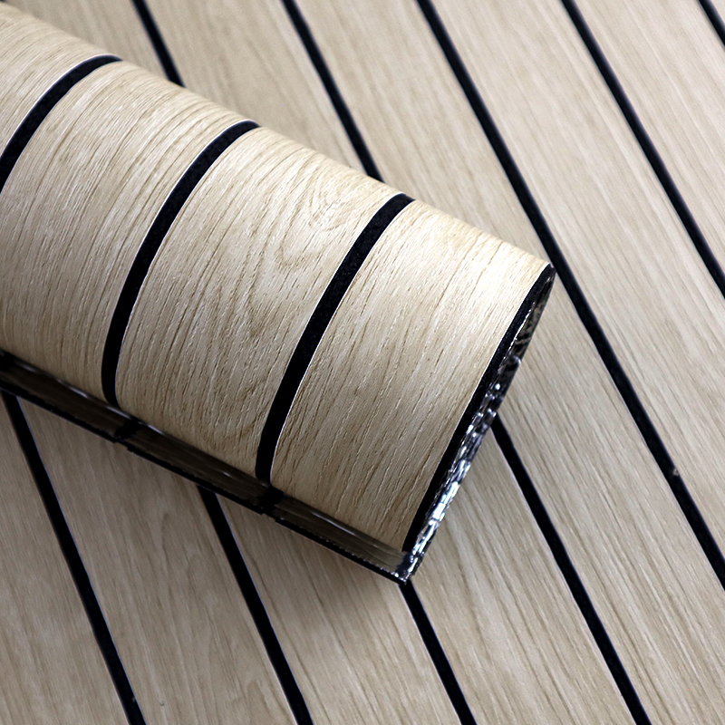 casa moderna Autoadhesiva IXPE Pegatina de pared ranurada Pegatinas de pared de rejilla de patrón de madera de moda duradera