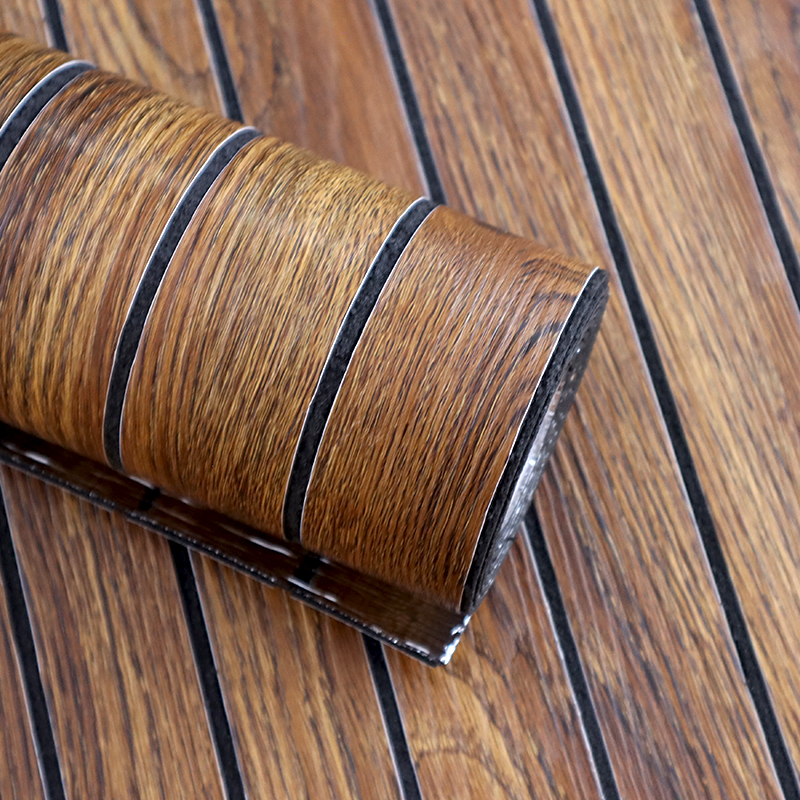 OEM Decoración del hogar 3d rejilla autoadhesiva pegatina de pared grano de madera extraíble IXPE ranurada pegatina del panel de pared