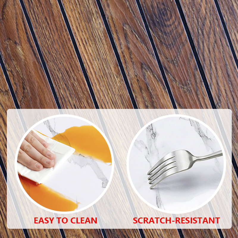 OEM Decoración del hogar 3d rejilla autoadhesiva pegatina de pared grano de madera extraíble IXPE ranurada pegatina del panel de pared