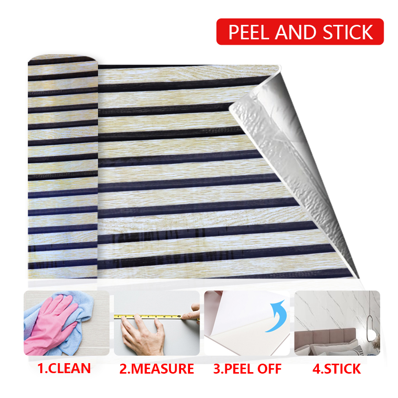 Autoadhesiva impermeable de grano de mármol de alto brillo ixpe 3d pegatina de pared ranurada para sala de estar y baño