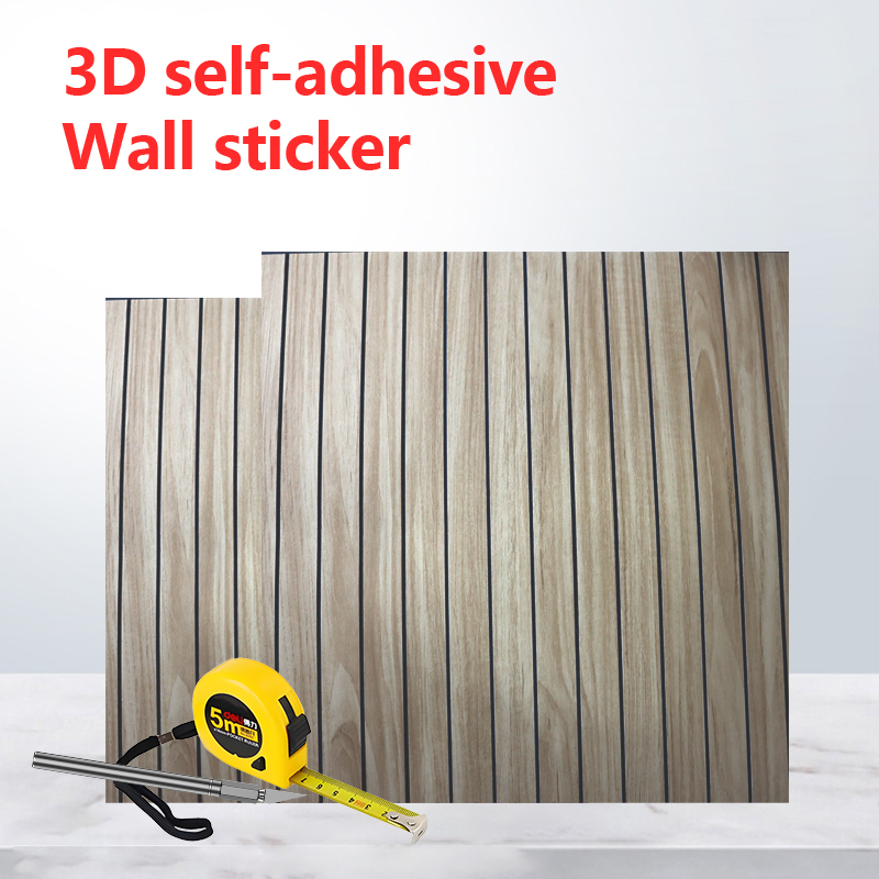 casa moderna Autoadhesiva IXPE Pegatina de pared ranurada Pegatinas de pared de rejilla de patrón de madera de moda duradera