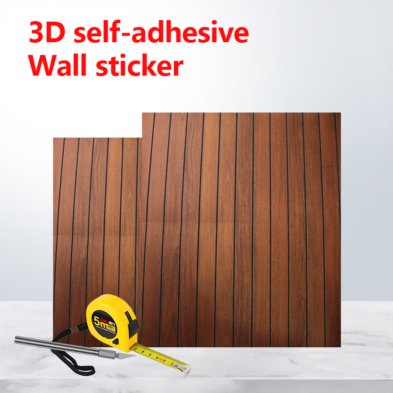 OEM Decoración del hogar 3d rejilla autoadhesiva pegatina de pared grano de madera extraíble IXPE ranurada pegatina del panel de pared