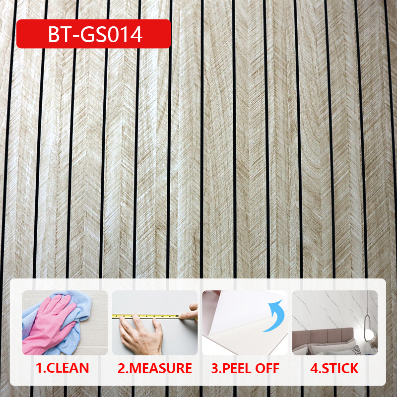 venta al por mayor 3d auto adhesivo patrón de madera pegatina aceite prueba de pared ranurada pegati