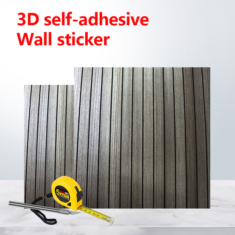 OEM Decoración del hogar 3d rejilla autoadhesiva pegatina de pared grano de madera extraíble IXPE ranurada pegatina del panel de pared