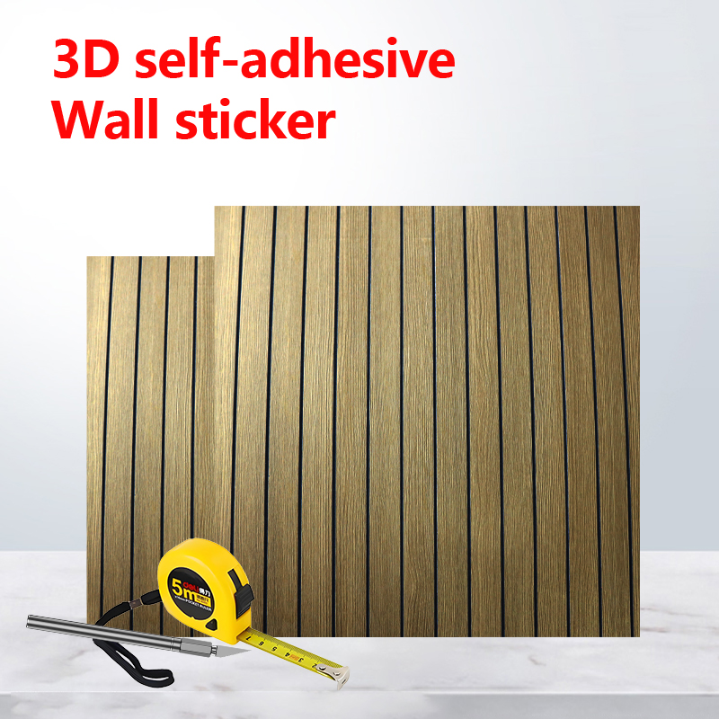 Autoadhesiva impermeable de grano de mármol de alto brillo ixpe 3d pegatina de pared ranurada para sala de estar y baño