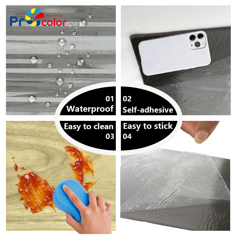 Precio de fábrica fácil instalación antideslizante impermeable grano de madera autoadhesivo PVC vinilo lvt azulejo de piso para el apartamento de casa