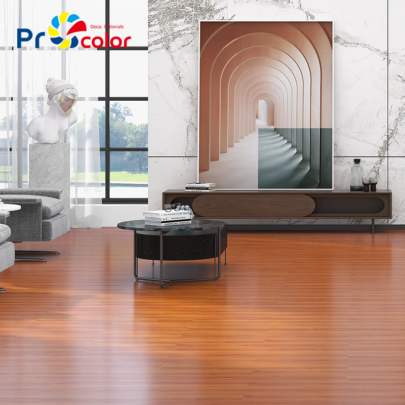 Venta al por mayor Elegante grano de madera piso de pvc impermeable autoadhesivo azulejos de piso de vinilo para la decoración interior