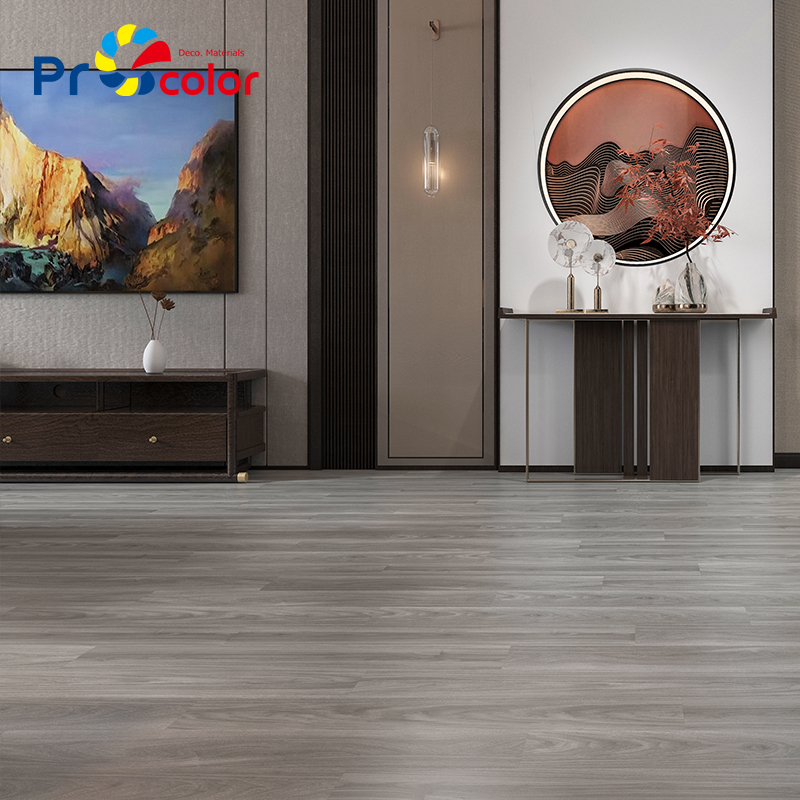Venta al por mayor Elegante grano de madera piso de pvc impermeable autoadhesivo azulejos de piso de vinilo para la decoración interior
